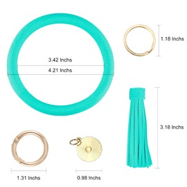 Weixiltc Large Circle Key Ring Leather Tassel Bracelet Holder Keychain Keyring For Women Girl (Light Green)