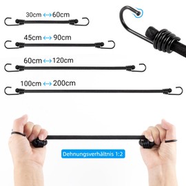 Akicderu Tension Elastic Straps with Hooks, Heavy Duty Expander with Hooks, Pack of 10, Robust Rubber Tensioner with Hooks, 45 cm, Versatile Rubber Bands with Hooks, Rubber Tensioners for Luggage,