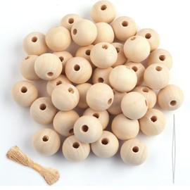 WINKIO Wooden Balls with Hole 20 mm, Pack of 100 Wooden Beads for Threading with Craft Ropes, Round Wooden Beads Natural, Untreated Beads Wood for Crafts DIY Jewellery Bracelet Necklace (Natural, 20