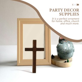 EXCEART Mini Wooden Cross Ornament 6Pcs Cross The Decor Ornament Bulk Wood Theme Party Adornment Handcrafted Religious Decor