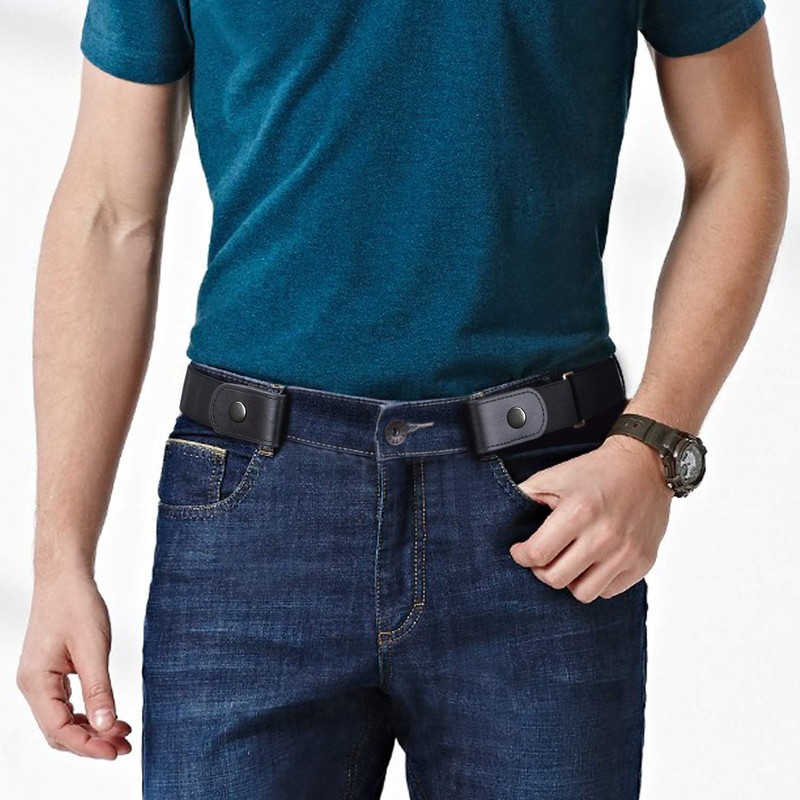 No Buckle No Show Belt for Men Buckle Free Stretch