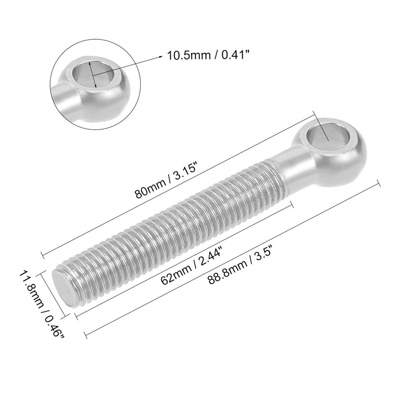 sourcing map 10 Pieces M12 x 80 mm 304 Stainless