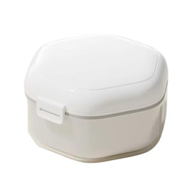 Denture Case, 2 Layer False Teeth Container, Retainer Case, Portable Denture Cup, Invisible Orthodontic Retainer Case for Clear Braces Mouth Guard