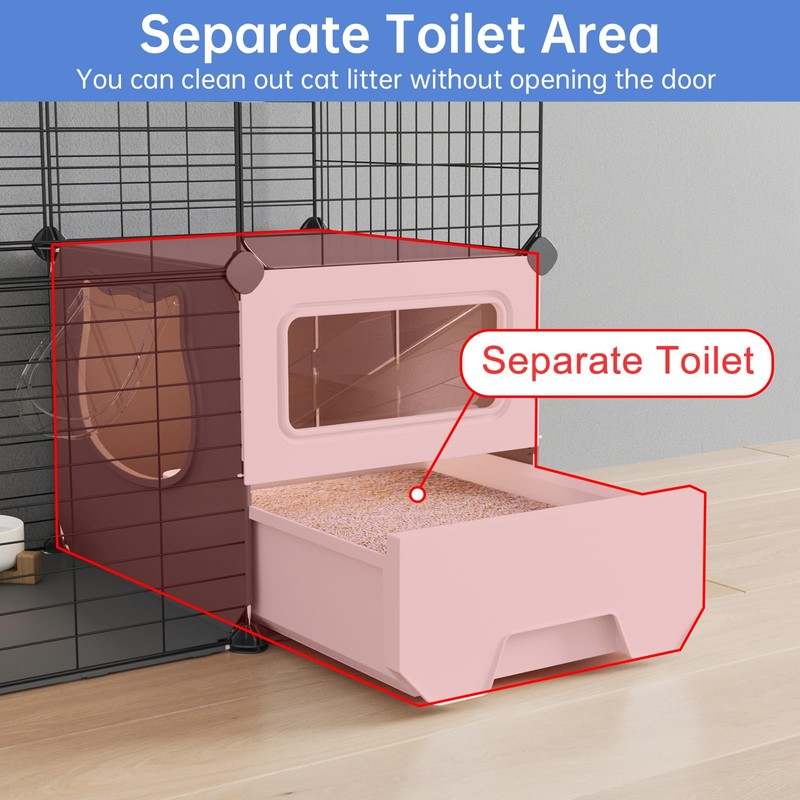 Oneluck Cat Cage Indoor with Litter Box 2-Tier DIY Cat