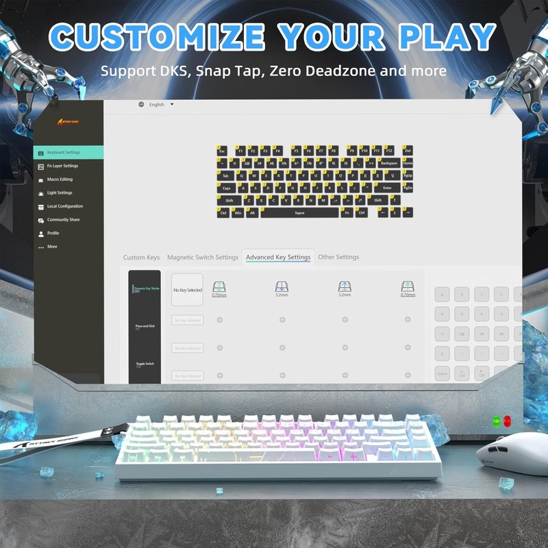 ATTACK SHARK R82HE Rapid Trigger Wired Mechanical Gaming Keyboard TKL