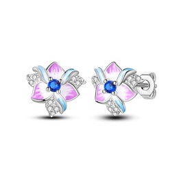 925 Sterling Silver Earrings for Women Hoop Earrings with Feather Star Sun Moonstone Saturn Planet Cactus Heart with Sparkling Cubic Zirconia for Women and Girls, Sterling Silver, Cubic Zirconia