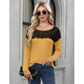 For G and PL Women Winter Dressy Holiday Long Sleeve Top Cotton Lace Up Elegant Sweater Yellow XL