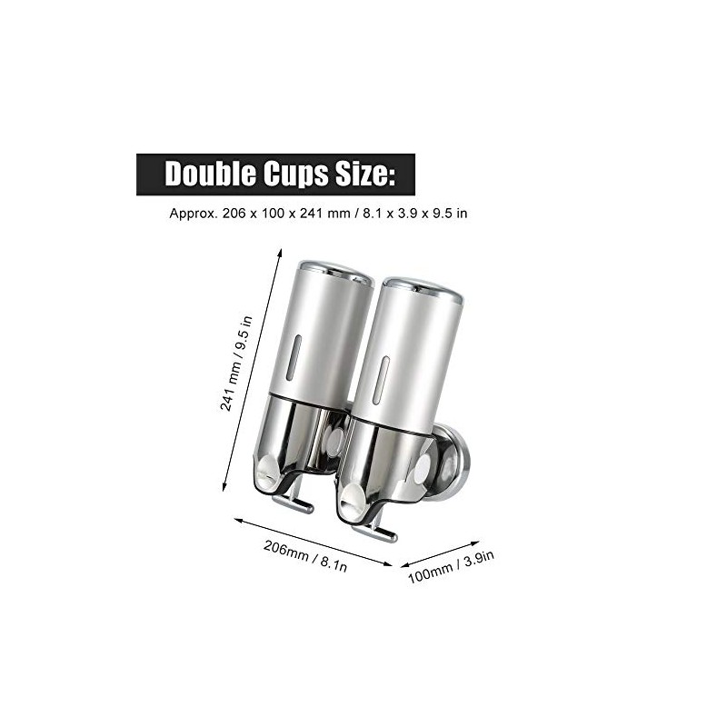 Oumefar Dispensador de Jabón líquido baño Pared Doble 500ml, Plástico