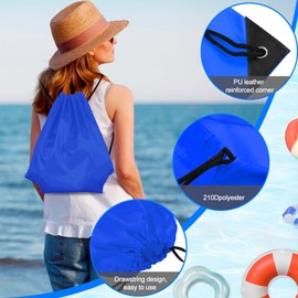 PLULON 2Pcs Drawstring Bags Bulk Blue Drawstring Backpack String Backpack Cinch Sack Sport Gym Backpack Bags for Yoga Traveling Outdoor Sports