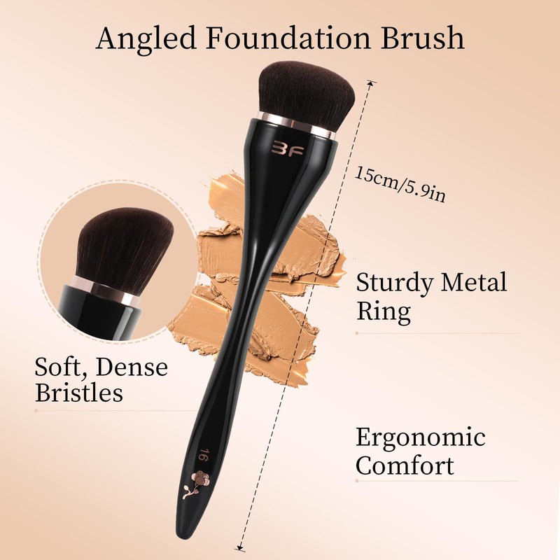 ACMEBEAUTY Angled Foundation Brush for Liquid Cream Blending, Black, 1Pcs