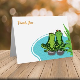 Quni Brand Frog Thank You Card - Frog Note Card Set (24 cards with blank matching envelopes)