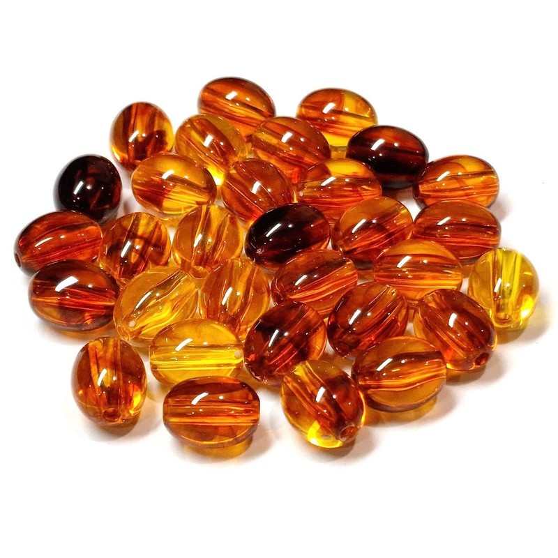 Amber Beads, Artificial Resin, Fire Amber, 13 x 11 mm,