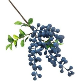 Jizlan 1Pc Blue Artificial Berries,Simulation Flowers Lifelike Blueberry with Stems Fake Christmas Fruit Blueberries for DIY Bridal Bouquet Home Decor,Artificial Plants Flowers Fruit