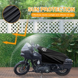 RiderVibe Motorcycle Seat Cover Sun Protection Cover Lightweight Half Covers Outdoor Sun Dust Covers UV Protection for Most Motorcycles Full Dress Touring Cruiser - Black Style B,M