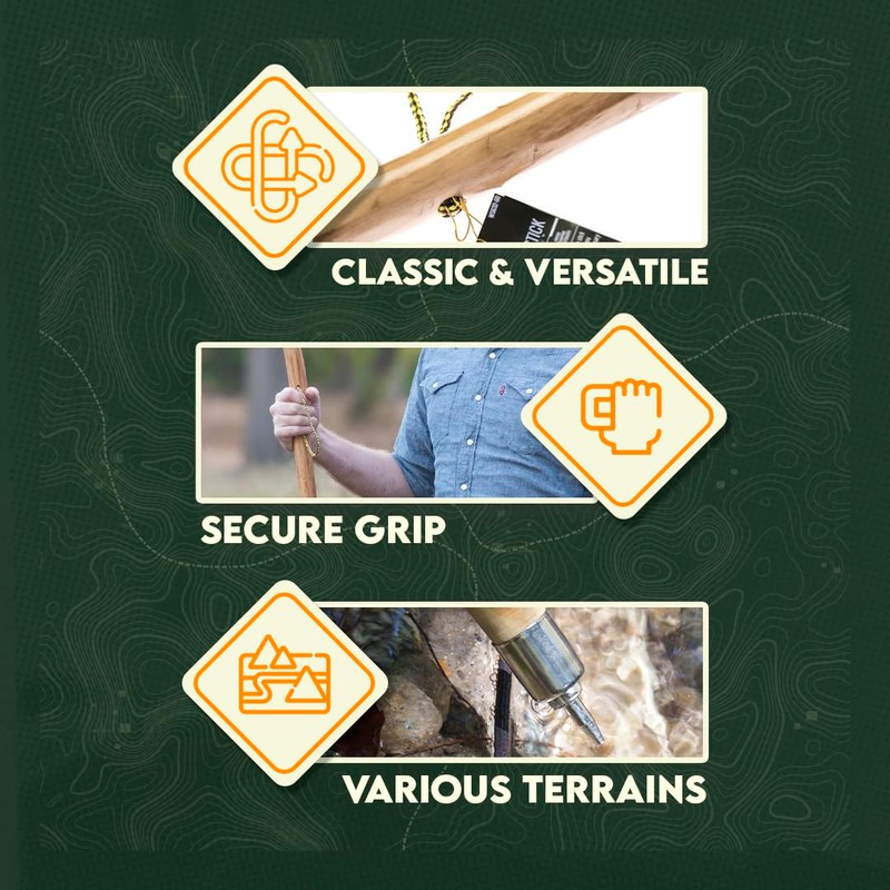 SE Survivor Series Heavy Duty Wooden Walking/Hiking Stick, 60" -