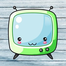 TV Wall Vinyl Decals Stickers Peel and Stick - Kawaii Screen Television Frame Retro Vintage Cartoon Colorful - Car Window Truck Laptop Tumbler - Boys Girls Kids Bedroom Room Decor SMSV20739