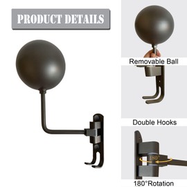 HIZOLVIO Motorcycle Helmet Rack, Bike Helmet Holder Wall Mount with 2 Metal Hooks for Hat Helmet (1 Pack) (Gray)