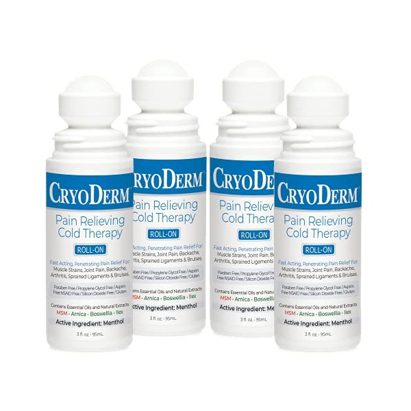 CryoDerm Cold Therapy 3 oz Roll On (4 Pack)