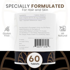Biotin Hair Growth Supplement Vitamin B8 Minerals (2-Month Supply)