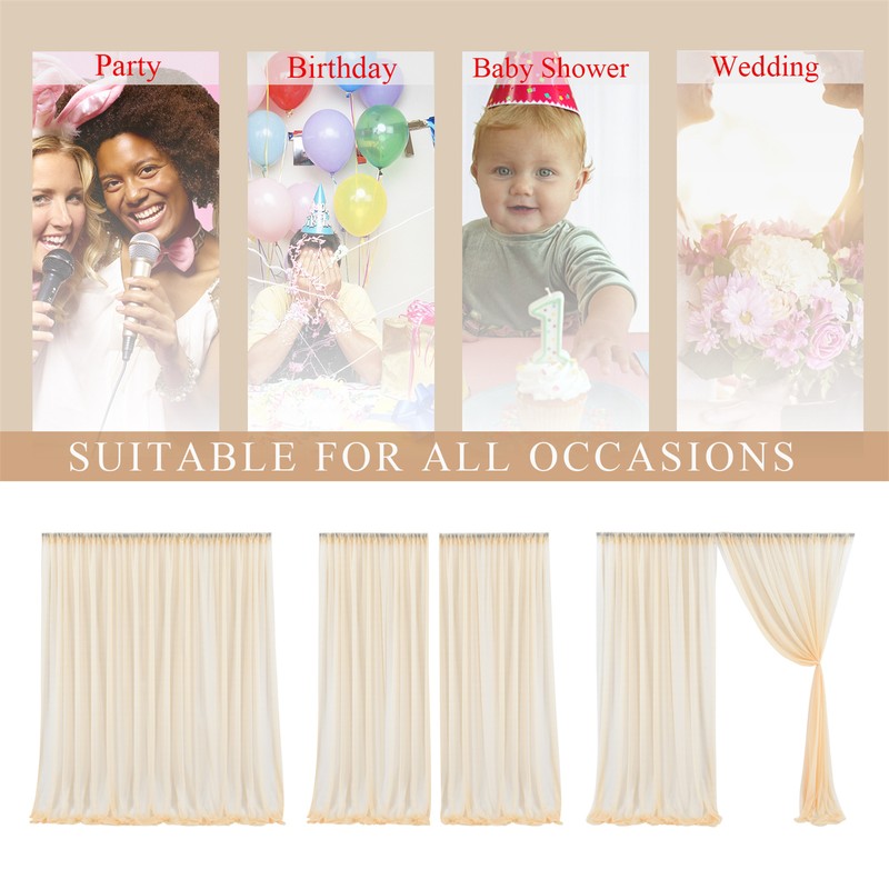 Backdrop Curtain Champagne 1.5x2.15m Yarn Durable Backdrop Drape for Wedding