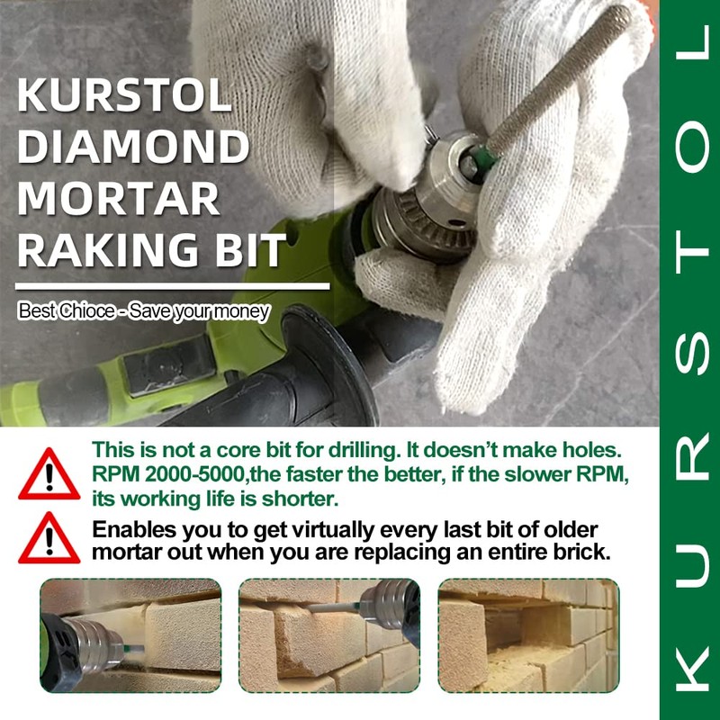 KURSTOL Diamond Mortar Raking Bit - 2pcs 7.2mm x 74mm
