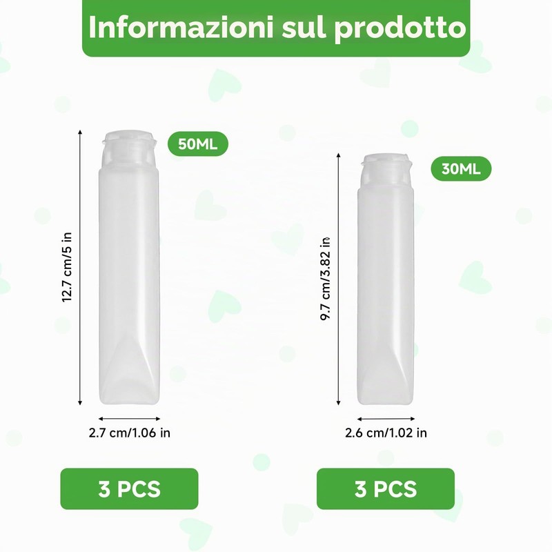 TLDBATICE 6 Flaconi da viaggio 30ml/50ml a prova di perdite,