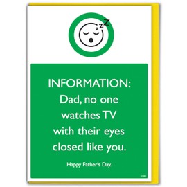 Brainbox Candy Funny Father's Day Card - Watch TV With Eyes Closed - Cheeky Joke Father's Day Cards - Humor Card for Dad from Son Daughter