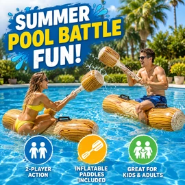 Two-Player Inflatable Pool Float for Summer Games – PVC Row Raft Toy for Pool Parties, Beaches and Backyard Fun