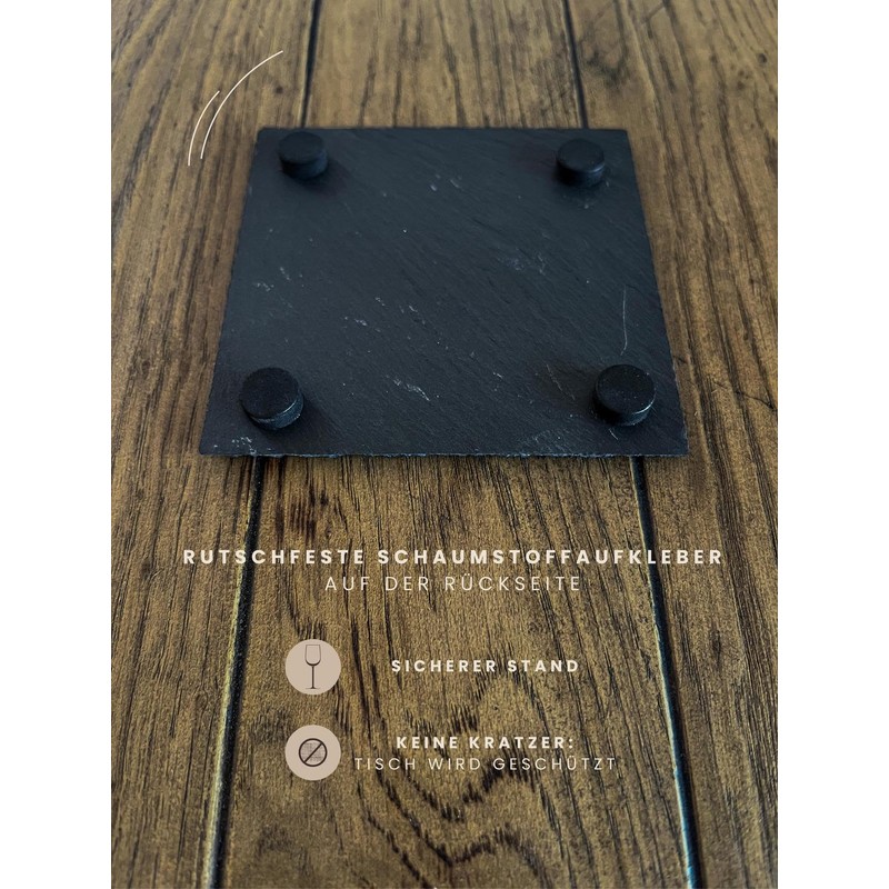 Slate Coaster Set (4 Pieces) for Gin with Gin Sayings
