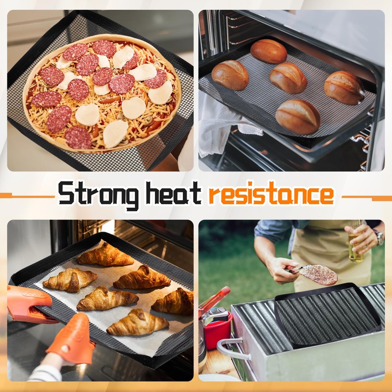 4 Pcs 11.5 x 13.5 Inch PTFE Solid Oven Basket