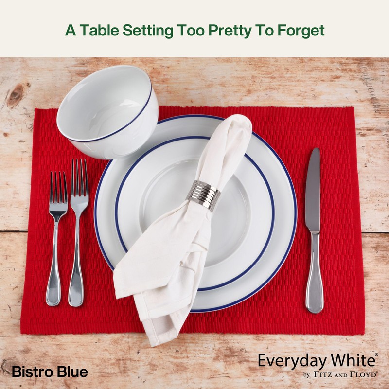 Everyday White by Fitz and Floyd Bistro Blue Band 12