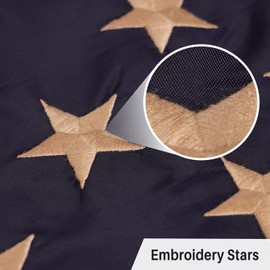 AMZFLAG Vintage American Flag 3x5 ft Made in USA, Tea-Stained Embroidered USA Flags Flags Double Sided, Heavy Duty Antiqued US Flags for Outsided with Brass Grommet