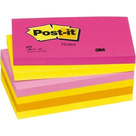 Post-it Notes - 6er Pack, 5 Neon Rainbowfarben, 127 x 76 mm, 100 Blatt/Block