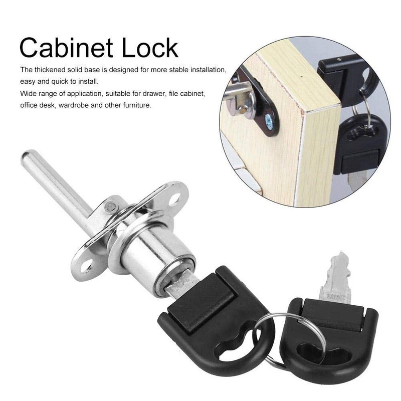 Rustproof, Durable Filing Cabinet Lock, 2-Part Drawer Lock, Desk Cabinet