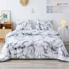 ETDIFFE King Size White Black Marble Comforter Set, 3pc Gray