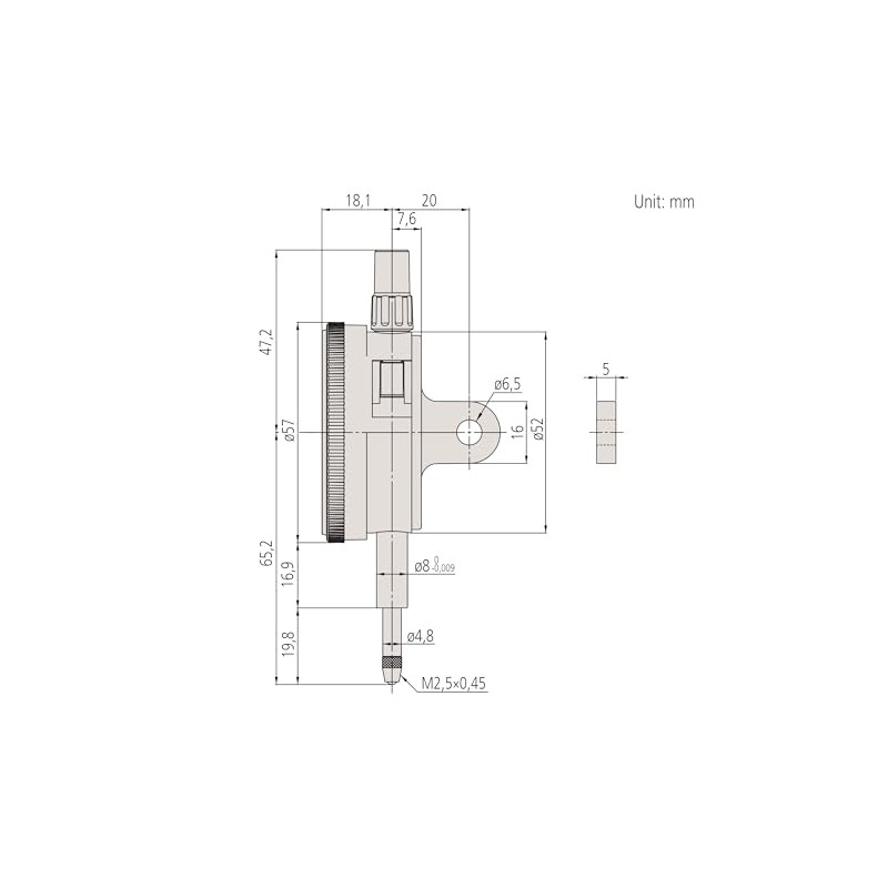 Dial Indicator End Cover with Eyelet, ISO Design, 10 mm,