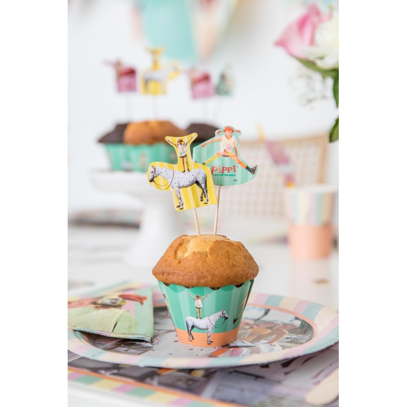 Pippi Longstocking Cupcake Banderoles Pack of 12 // Pippi Longstocking
