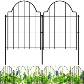 CASIMR Decorative Garden Fence 17in x 10.3ft, No Dig Animal Barrier Arched Dog Fence, 10 Pack Rustproof Metal Border Panel for Rabbits, Heavy-Duty Wire Mesh Flower Lawn Fencing for Outdoor Yard Patio