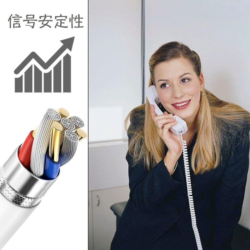 Handset Curl Cord Telephone Handset Cord White 30cm 4P4C RJ9