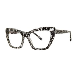 Scojo New York Carmine Street Blue Light Reading Glasses, Handmade Scratch Resistant Readers for Women and Men, Black And White Thread - 1.75x