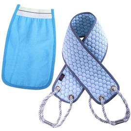 VEHYEGOI 1 Double-Sided Body Towel With Handle And 1 Bath Towel, Toiletries, Bath Towels, Bathroom Accessories, Bath Cleaning Tools