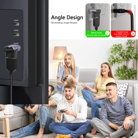 PNGKNYOCN 8K HDMI 270 Degree Adapter,2 Pack Right Angle HDMI 2.1 Male to Female Extender Adapter, Support 8K@60Hz/4K@120Hz HDR, for HDTV,Projector,Laptop (UP)