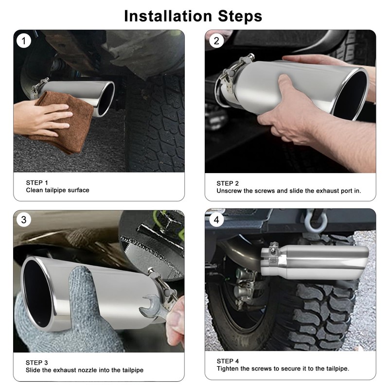 MuRealy 3 Inch Exhaust Tip, 3" Inlet 4" Outlet 12"