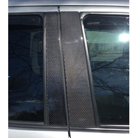 707Motoring Real Carbon Fiber Black Window Pillar Posts Trim 4PCS Fits Ford F-150 F150 Crew W/Keypad 2015-2020