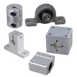 CNBTR Shaft Support & Guide Spindle Connection Kit (15 Pieces) - Horizontal - Double Row - Silver & Grey - 250 mm, 8 mm, T8, silver
