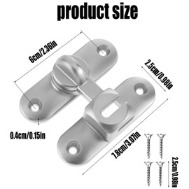 JINJUMEI Schiebetür Schloss, Schiebetürschloss 90/180 Grad Türriegel Riegelschloss Türverriegelung Innen Edelstahl Schloss Riegel tür mit Schrauben für Garten Küchen Fenster Schlafzim