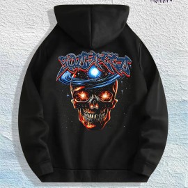 Cosmic Skull Graphic Hoodie 100% Cotton US Warehouse 7 ColorsColor: Army Green, Size: M