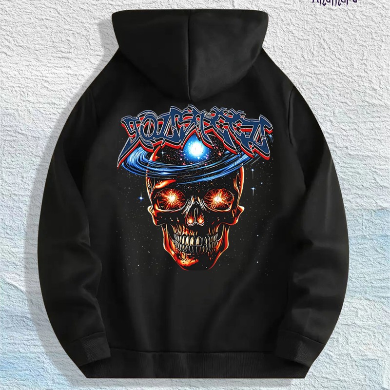 Cosmic Skull Graphic Hoodie 100% Cotton US Warehouse 7 ColorsColor: