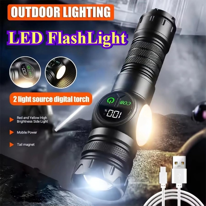 MC-ELIN 1PC Rechargeable Flashlights High Lumens 10000 Long Distance, Super