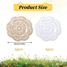12 PCS Small Lace Doilies Crochet Doilies for Cups Coasters 4 Inch Handmade Crochet Cotton Coaster Small Vintage Cloth Lace Placemats Lace Fabric Coasters for Table (White/Beige)